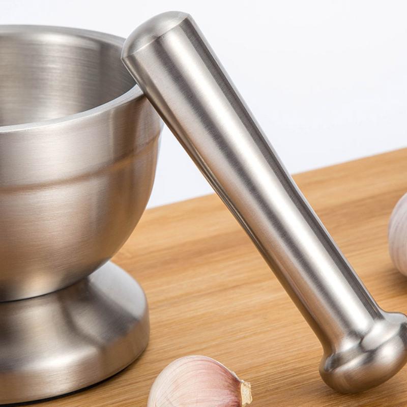 Presă de usturoi din oțel inoxidabil, mortar, ustensilă de bucătărie durabilă pentru măcinarea și zdrobirea condimentelor, ierburilor, usturoiului