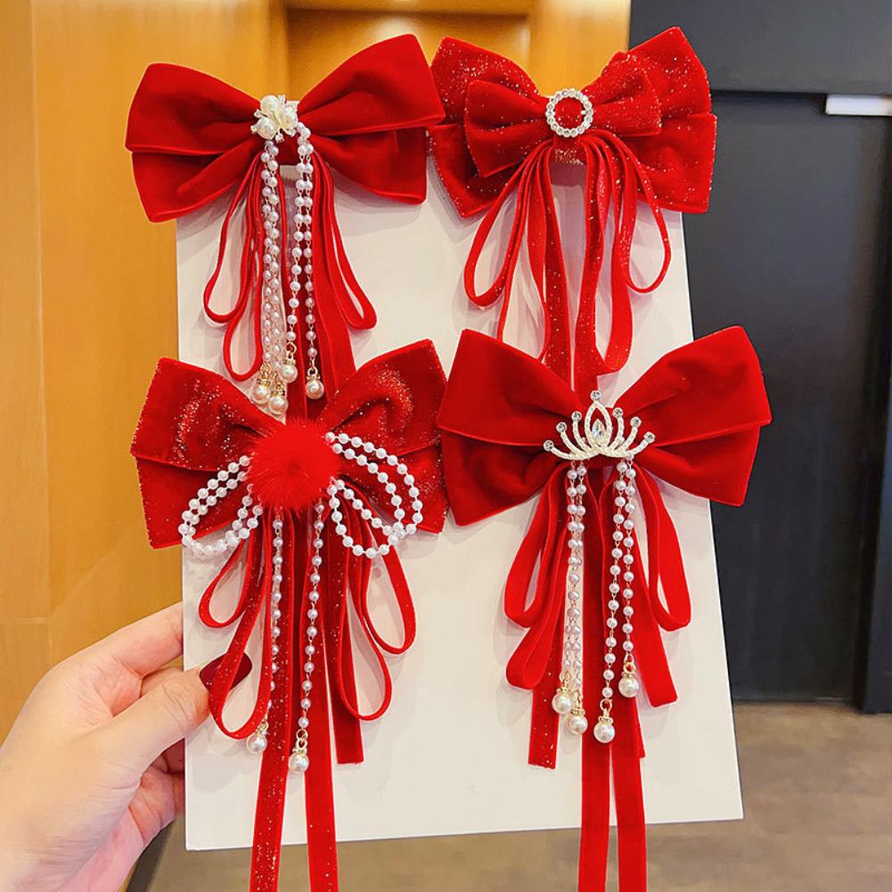 Schleife Knoten Haarnadel Kopfbedeckung einfache elegante feste Haarspange Retro Party Kopfschmuck rotes Haar Zubehör