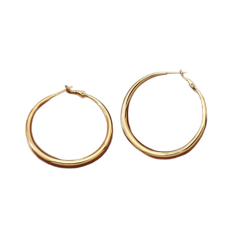 2025 Gold Large Hoop Earrings: Luxury Niche Design Studs for Women, Ideal for Round Faces