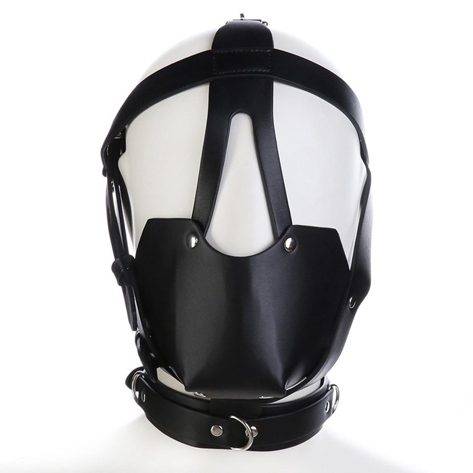 SM Leather Hood Mask  Bondage Harness Gag Muzzle Mask With Ball Mouth Gag Fetish Erotic Slave Restraint Sex Toys For Couples