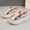 Fashion New 2025 Spring Color blocked Dad Shoes Thick soled High Rise Leather Sports Shoes Women's Shoes