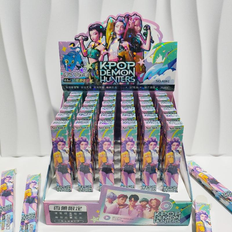 KPop Demon Hunters Huntrix Black Ink Pen Student Writinng Draw Gel Pen Anime Figure Stationery Chiristmas Gifts 0.5mm