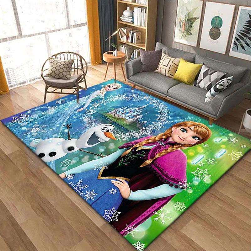 Elsa Queen cartoon pattern rug, Frozen theme, suitable for home, bedroom, bedside rug, and bathroom mat.