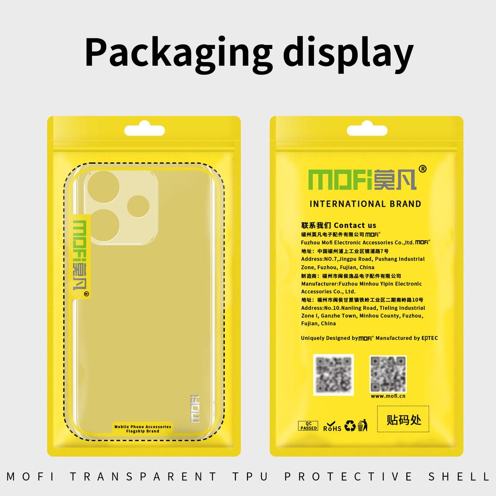 Pro Oppo A5 Pro 5G/Oppo A5 Pro 4G Průhledný kryt na telefon MOFI Ultra-tenký TPU zadní kryt na telefon