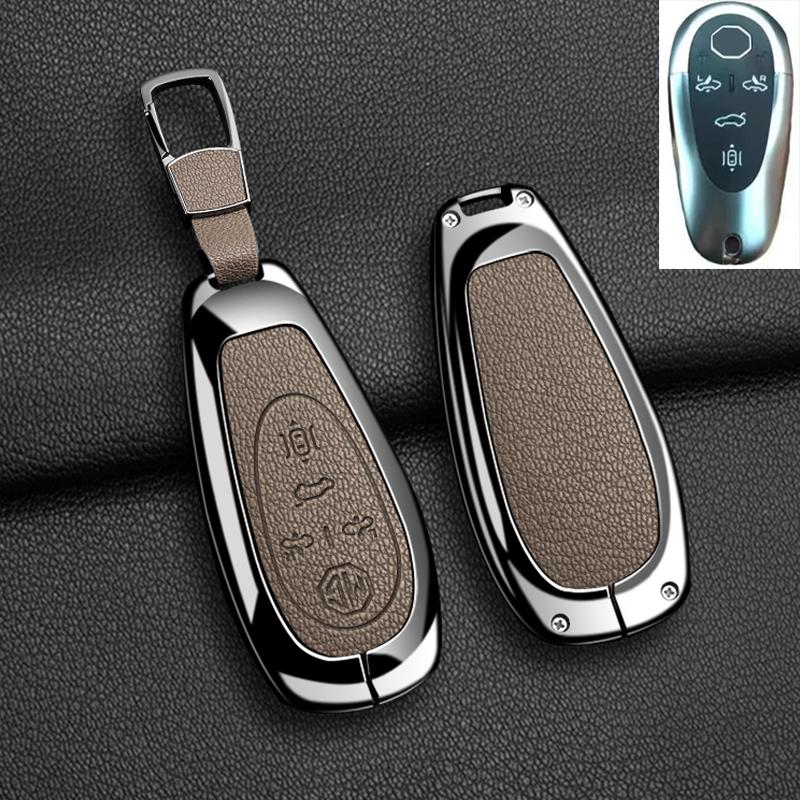Car Remote Key Case Cover for Morris Garages MG Cyberster Zinc Alloy Leather Fob Protection Shell Auto Keychain Accessories