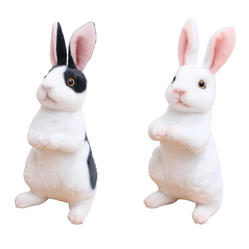 16cm Squatting Rabbit Plush Toy Simulation Animal Doll Skin Friendly Soft Sleeping Companion Easter Birthday Gift for Kids