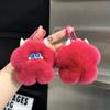 Bag Charms Ice Cream Key Ring Soft Plush Ball Pendant Imitation Rabbit Fur Key Chain  Children