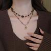 Melad Coffee Colored Tiger Eye Stone Bead Necklace, Niche Retro Collarbone Chain, Personalized and Fashionable Design Accessory