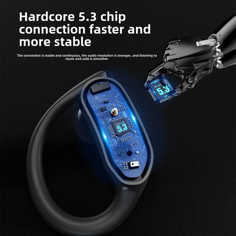 Casque Bluetooth Tws Étanche à Réduction de Bruit à Oreillette Suspendue Tactile Empreinte Digitale Smart Étanche IPX7 Casque à Longue Autonomie