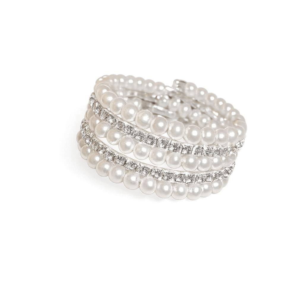 Elegant Crystal Imitation Pearl Bracelet Fashion Stretchable Pearl Cuff  Wedding
