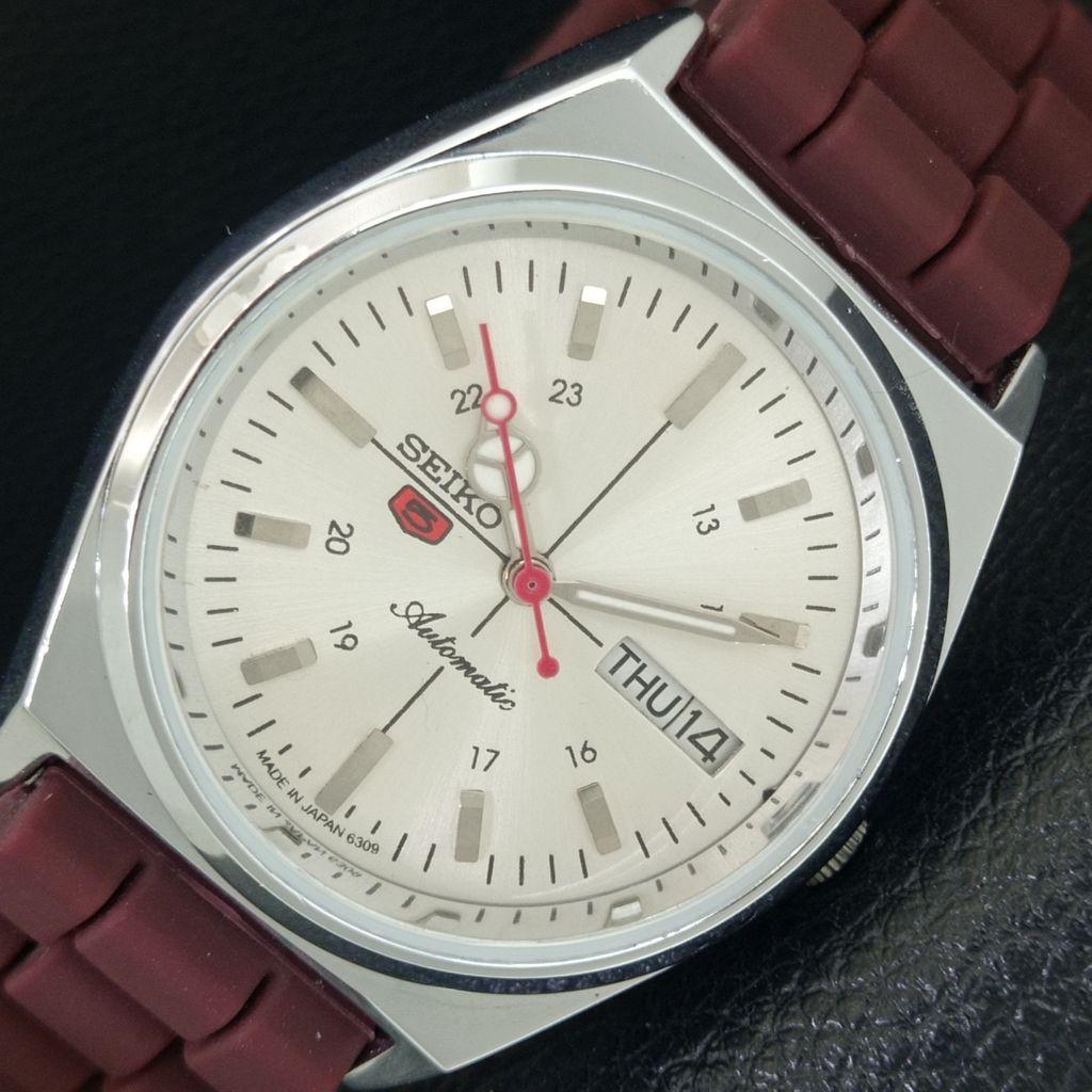 

JAPAN VINTAGE REFURBISHED SEIKO 5 AUTOMATIC 6309A MENS SILVER WATCH a442872-1