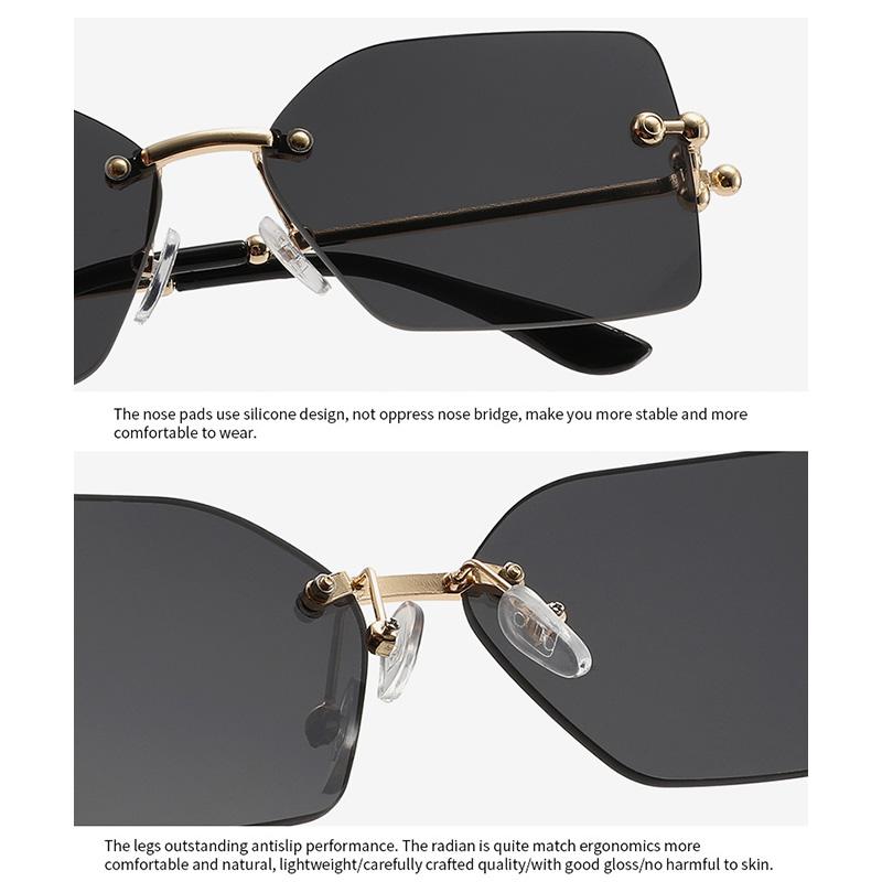 New Square Metal Frameless Sunglasses for Men and Women Fashion Trendy Outdoor Sunscreen Sunshade Glasses