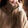 Autumn and winter large size women's clothing loose double-sided fleece turtleneck sweater fleece thickened warm fleece jacket women