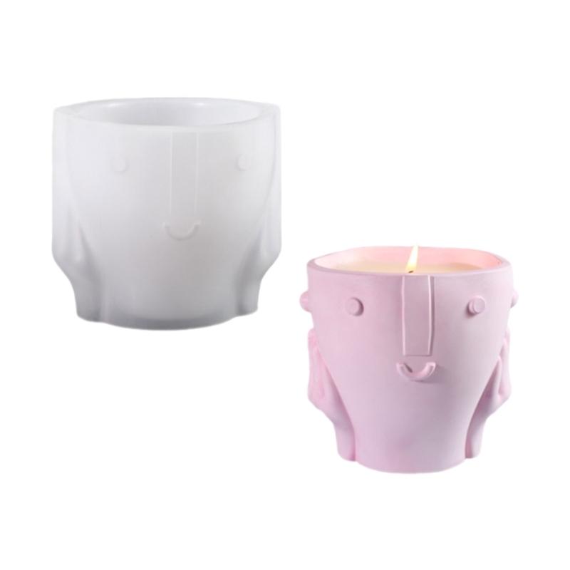 Innovative Silicone Flower Vase Molds Face Shape Flexible Ornament Molds Silicone Flowerpot Mold Suitable for Crafting