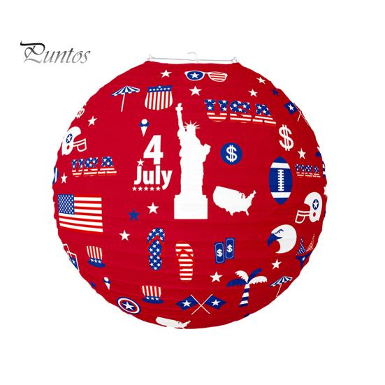 Paper Lantern Festive Independence Day Decoration USA Themed Pattern Hanging Paper Lantern Party Home Decor