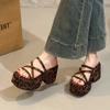 Fashion Summer Platform Heel Women Slippers Fashion Open Toe Narrow Band Slide Ladies Elegant Street Style Shoes