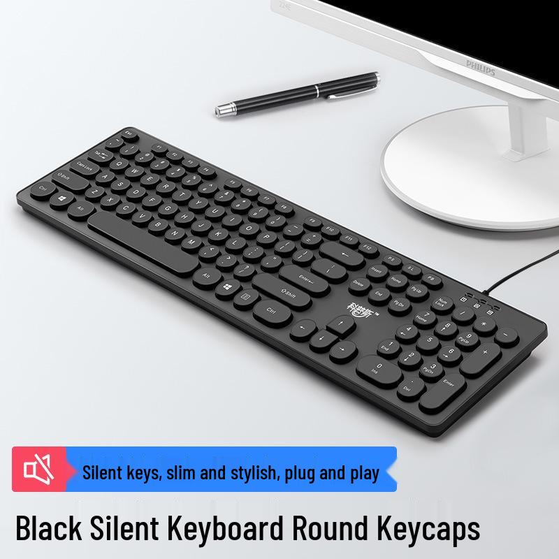 Silent Wired Chocolate Keyboard and Mouse Set for Laptops - Membrane Office Design for Girls
