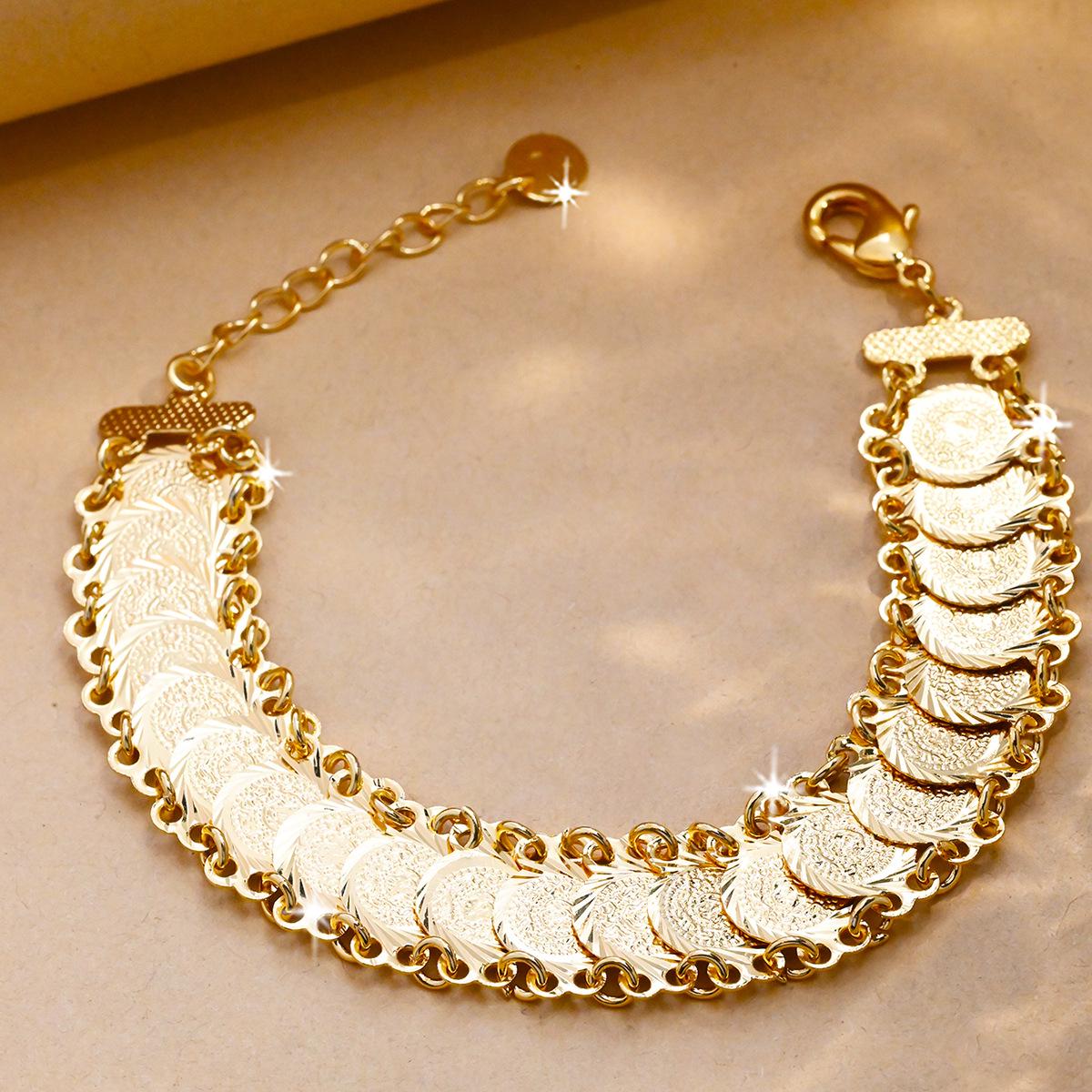 

Браслет с золотой монетой 24 карата: Роскошные женские украшения для вечеринок и подарков, вдохновленные дубайским стилем