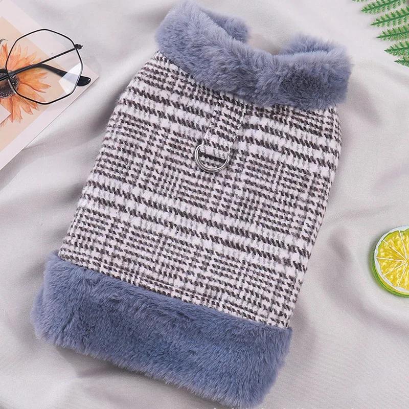 

Зимняя куртка для собаки из овечьей шерсти, теплая одежда для собак, маленькая, с меховым воротником, хлопковая, наряды для питомцев, пальто-жилет для французского бульдога L