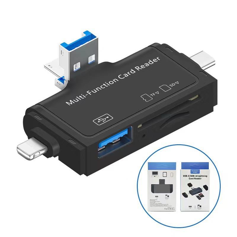 Universal 7-in-1 Multi-Function Card Reader for SD/TF - Compatible with Mobile Phones, Tablets, Apple, and Android Devices