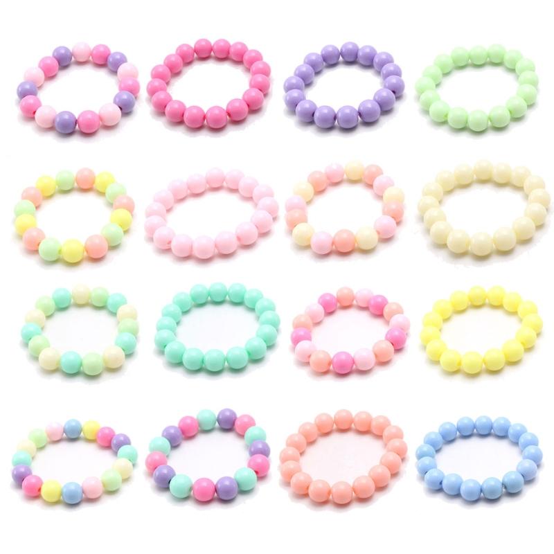 10Pcs/Set Children Girls Charm Bracelet Kids Cute Mini Colorful Pearl Bead Elastic Bracelets Toys Jewelry Wristbands Party Decor