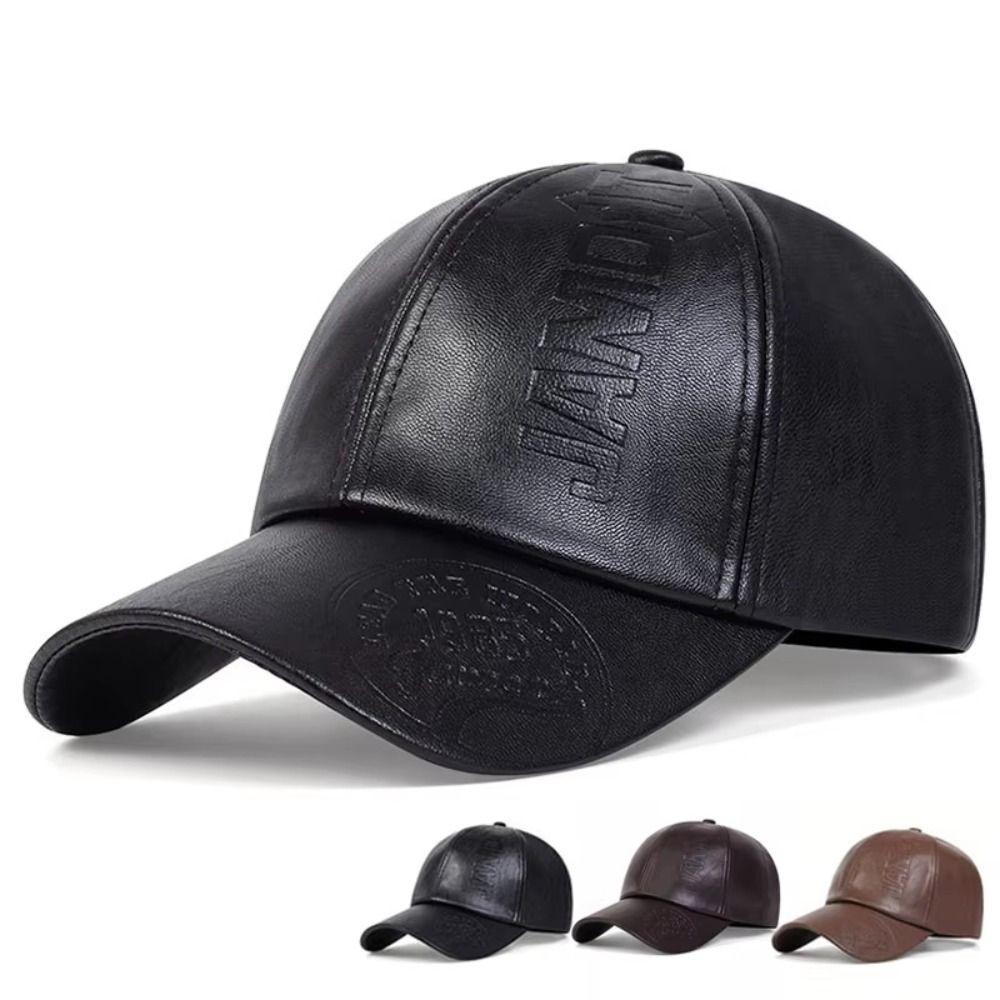 Adjustable Men Vintage Hat Casual Wear Sun Protection Hat Leather Baseball Cap Climbing Cycling