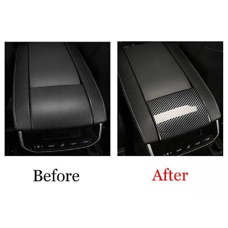 Carbon Fiber Rear Armrest Storage Box Cover Trim For Toyota Highlander 2021 2022