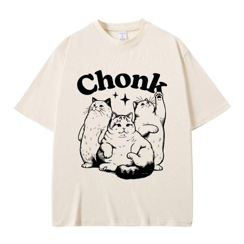

Kawaii Chonk Cat Graphic Tshirt Funny Fat Cats Meme Tshirt Summer Unisex Women Fashion Casual Pure Cotton Tees Unisex Cool T Shirts 4XL