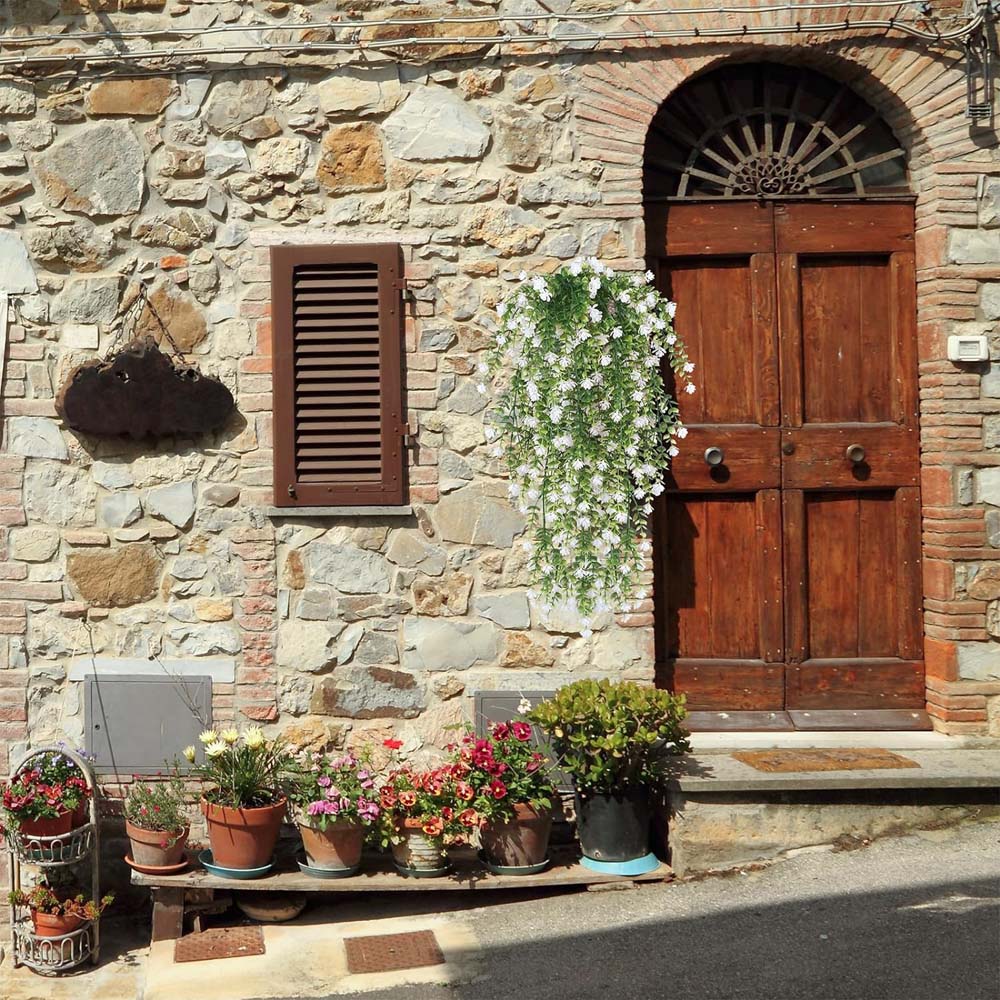 2Pcs Artificial Hanging Flowers,UV-Resistant Fake Hanging Plants Flower Bouquet Hanging Vine Plants Drooping Plants