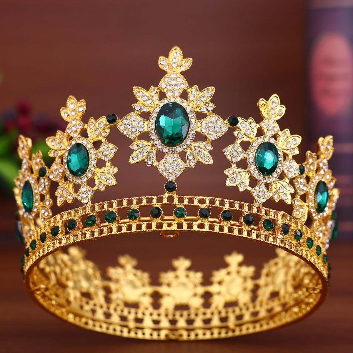 

European and American Bride Crown Headwear High End Alloy Rhinestone Crown Hair Accessory Miss World Beauty Pageant Hair Band Accessory