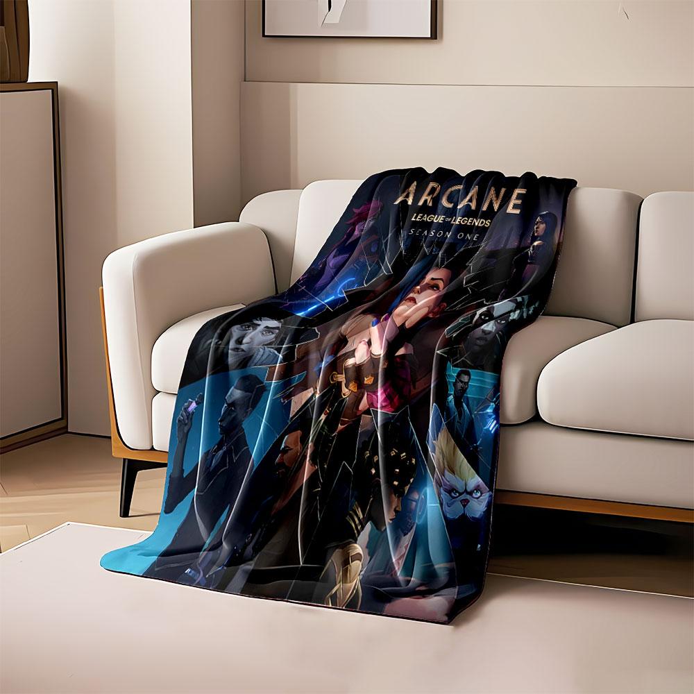 

Shattered glass pattern with characters from Arcane: League of Legends. for all seasons blanket lunch break throw gift 80cm x 120cm