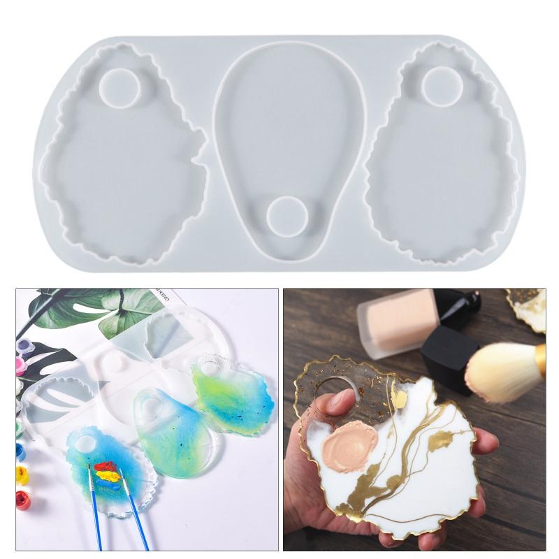 Cosmetic Makeup Palette Spatula Tool Resin Casting Mold Eye Shadow Makeup Irregular Round Palette Panel Mould Craft Tool