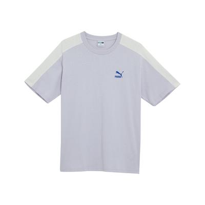 T7 Dance Crew Graphic Color Block Letter Logo Print Round Neck Short Sleeve T-Shirt Men Tops Light-Purple 627171-68