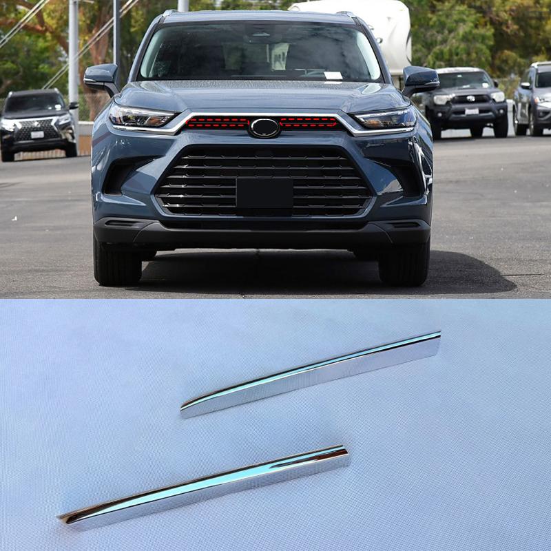 For Toyota Grand Highlander 2024 2025 ABS chrome Exterior Upper grille mesh net decorative strip Front bumper air vent frame