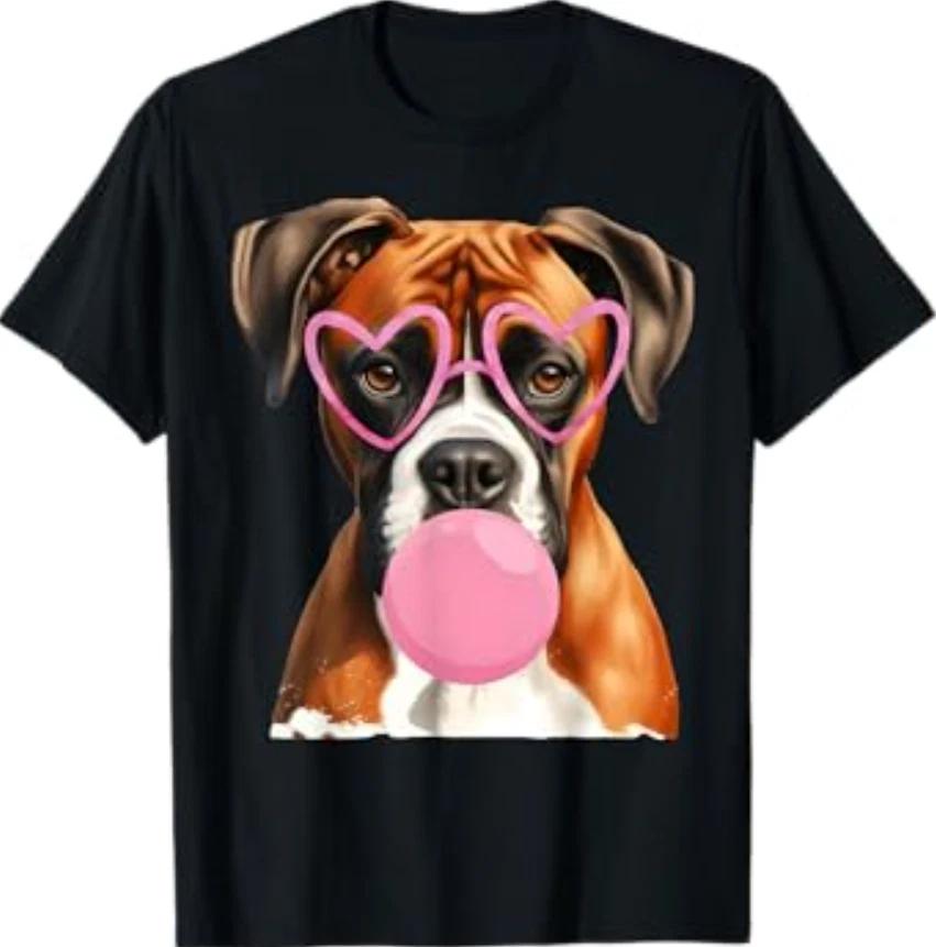 

Boxer Dog Blowing Bubble Gum Valentine’s Day T-Shirt S