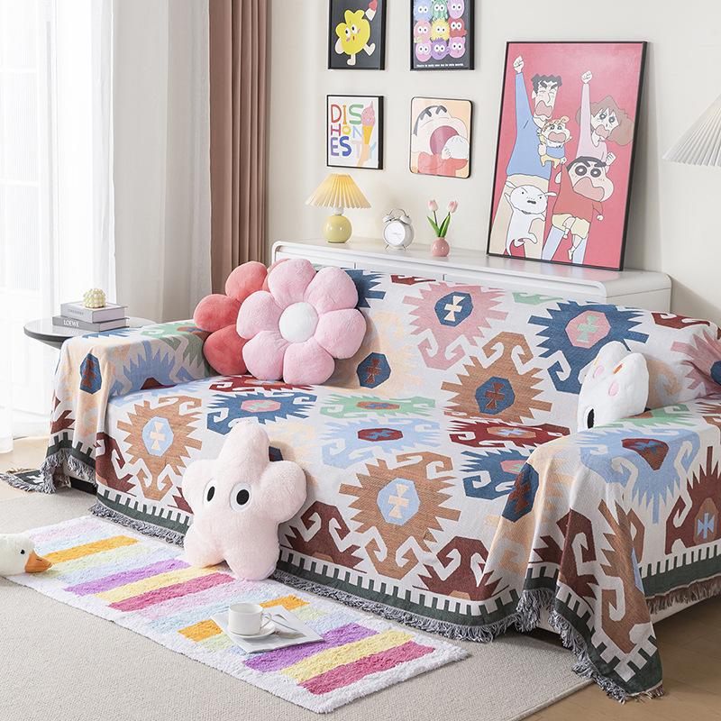 Bohemian Sofa Blanket Blanket Line Blanket Camping Blanket Outdoor Picnic Blanket Nap Blanket Leisure Blanket Cover