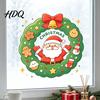 Festive Home Decoration Christmas Santa Claus Wreath Window Cling Cartoon Static Sticker PVC Indoor Outdoor Ornaments Waterproof Glass Decal