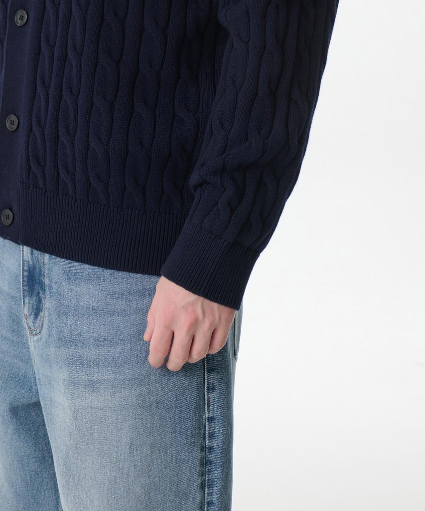 Musinsa Standard Cotton Cable Collared Cardigan [Navy]