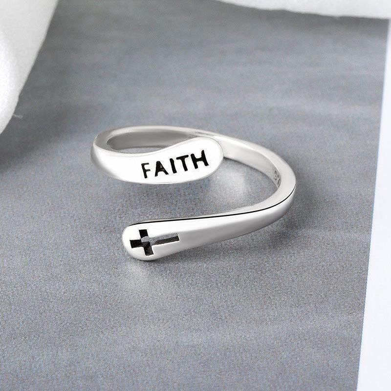 Hong Kong Style Women's Hip-Hop Cross Letter Ring - Trendy Niche Design