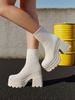 Women'S Casual Slip-On Knitted Ankle Boots High Heel Thick Bottom Fashion Platform Short Sock  Boots Dress Breathable Shoes