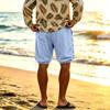 Men's Linen Casual Shorts Side Drawstring Cotton Linen Breathable Beach Pants Summer Lightweight Loose Fit Straight Leg