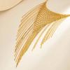 Salircon Exaggerated Trendy Design Woven Mesh Chain Clavicle Chain Multilayer Long Tassel Women Necklace Geometric Chain Jewelry
