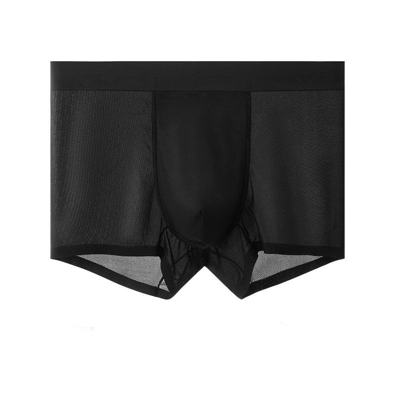 WTEMPO Mens Sexy Underwear Ice Silk Boxers Shorts Super Thin Transparent Low-rise Breathable Men Panties