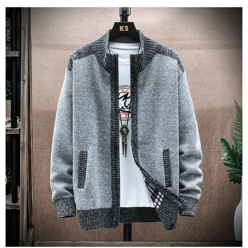 Fall and Winter Warm Sweater Coat Stand-up Cardigan Knitted Sweater Casual Knittwear Sweatercoats Male
