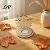 Decorative Autumn Centerpiece Wooden Candle Holder Halloween Tea Light Holder Pumpkin/Mushroom/Maple Leaf/Hedgehog for Table Centerpieces Fall Theme
