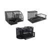 Creative multi-functional three-grid storage box desktop stationery storage box transparent iron grid Black metal pen holder