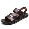 Fashion 2025 Men's Sandals Solid Color PU Leather Men Summer Shoes Casual Comfortable Open Toe Sandals Soft Beach Footwear Male Shoes