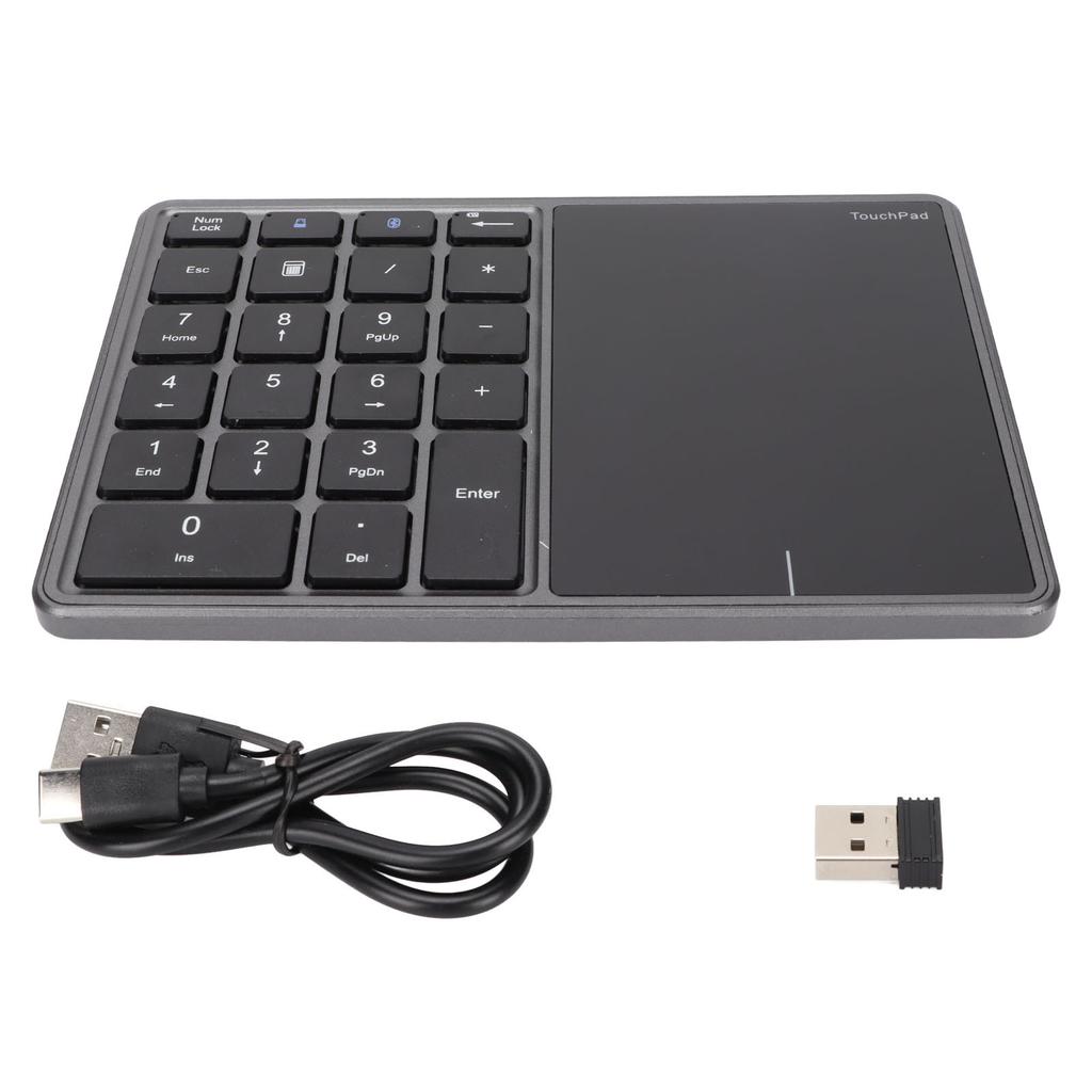 Wireless Numeric Keypad 2.4G Ergonomic 7.5 Degree Angle 10m Receiving Type C Port 22 Keys Number Keypad with Toucad