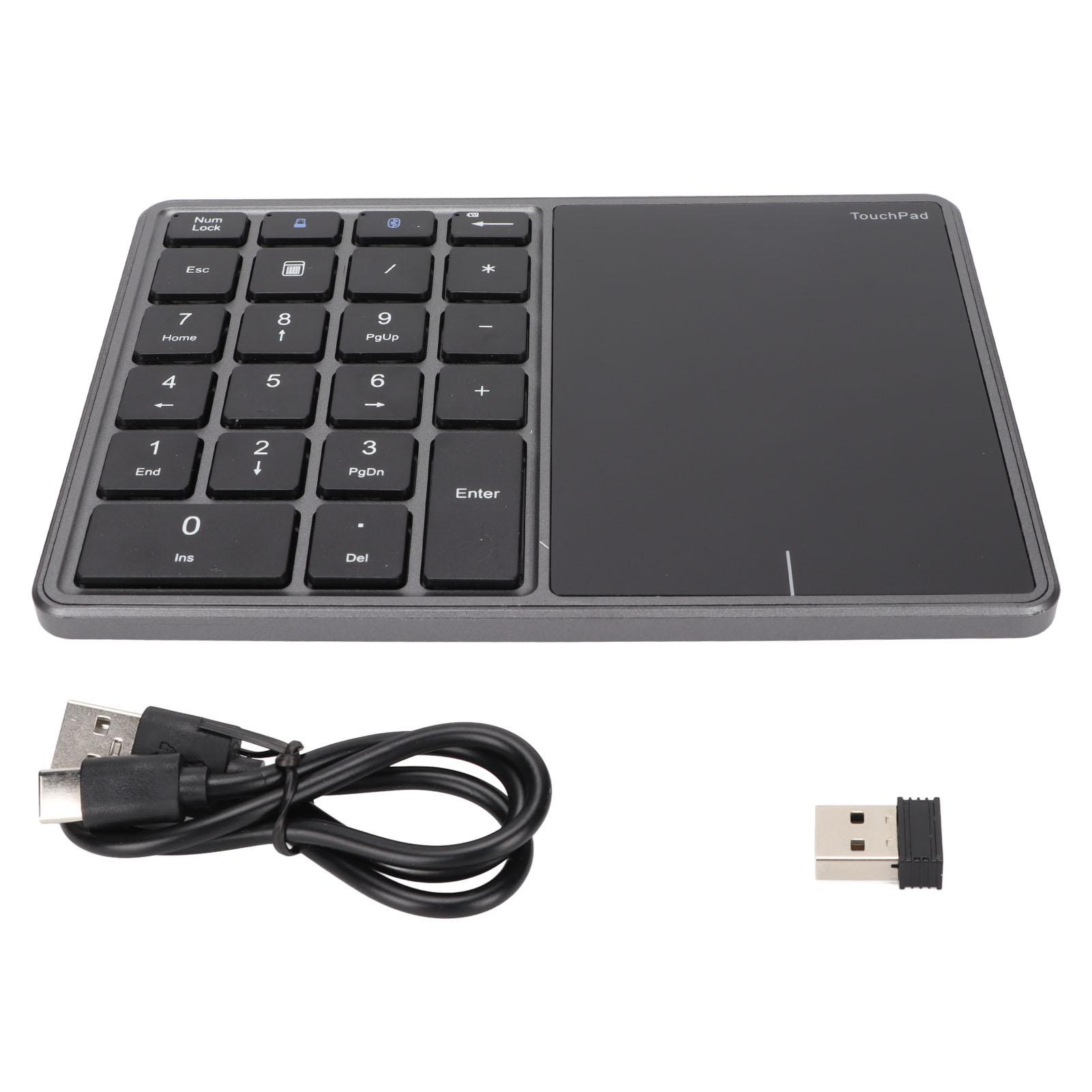 

Беспроводная цифровая клавиатура 2.4G Эргономичный угол 7,5 градусов Дальность приема 10 м Порт Type-C 22 клавиши Номер серый