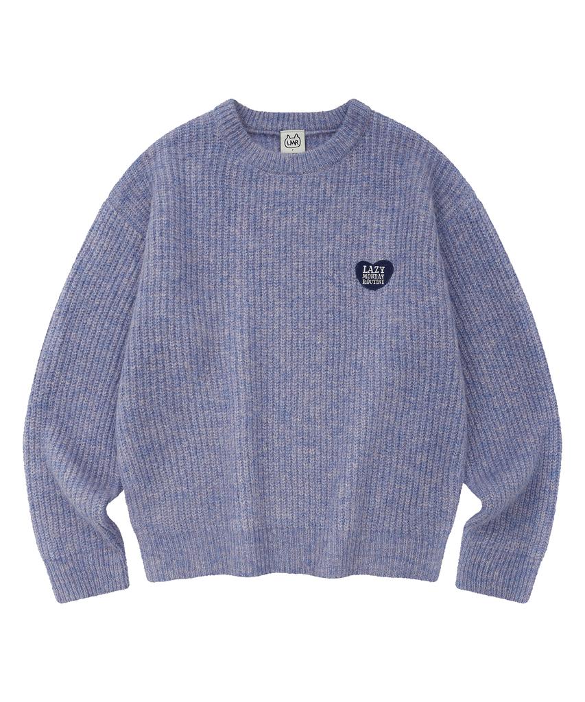 LMR Hairy Heart Embroidered Pullover Knit Purple